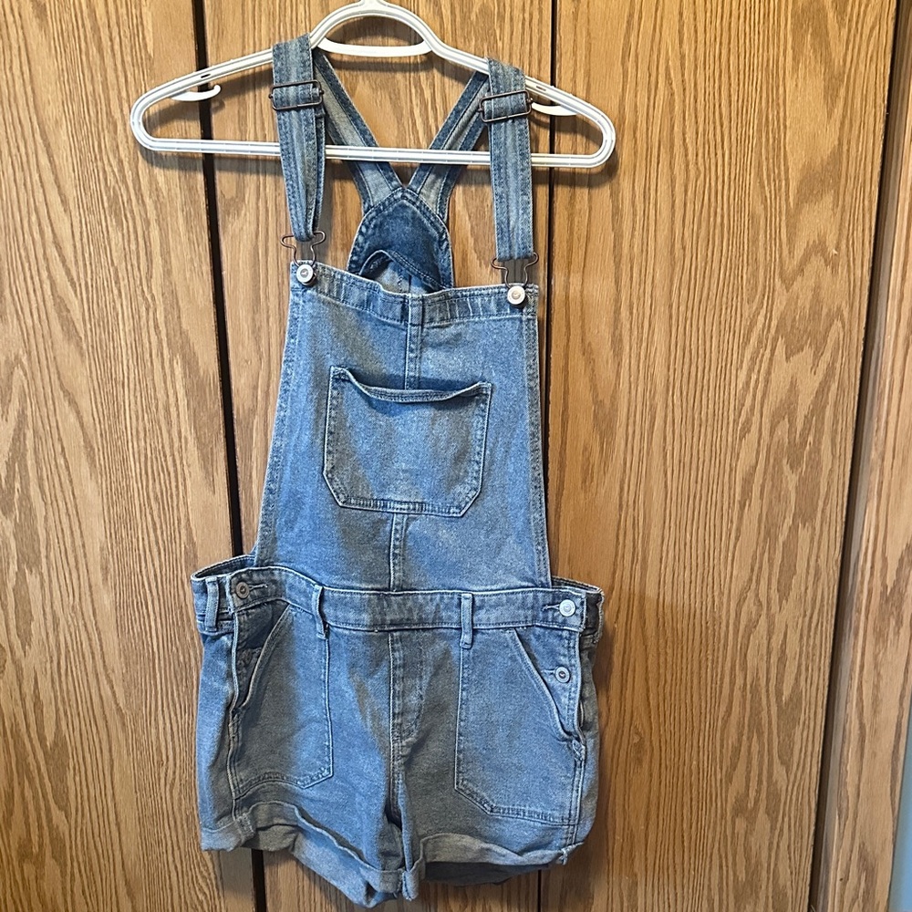 Hollister Blue Denim Short Overalls